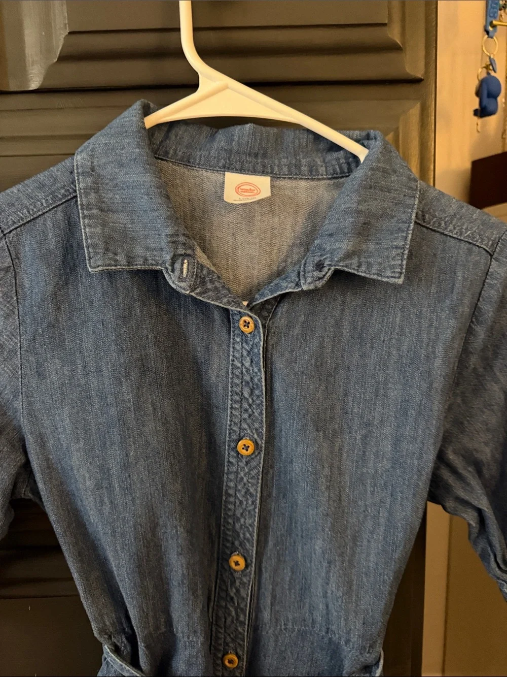 wonder nation Blue Denim Button-Front Shirt Dress